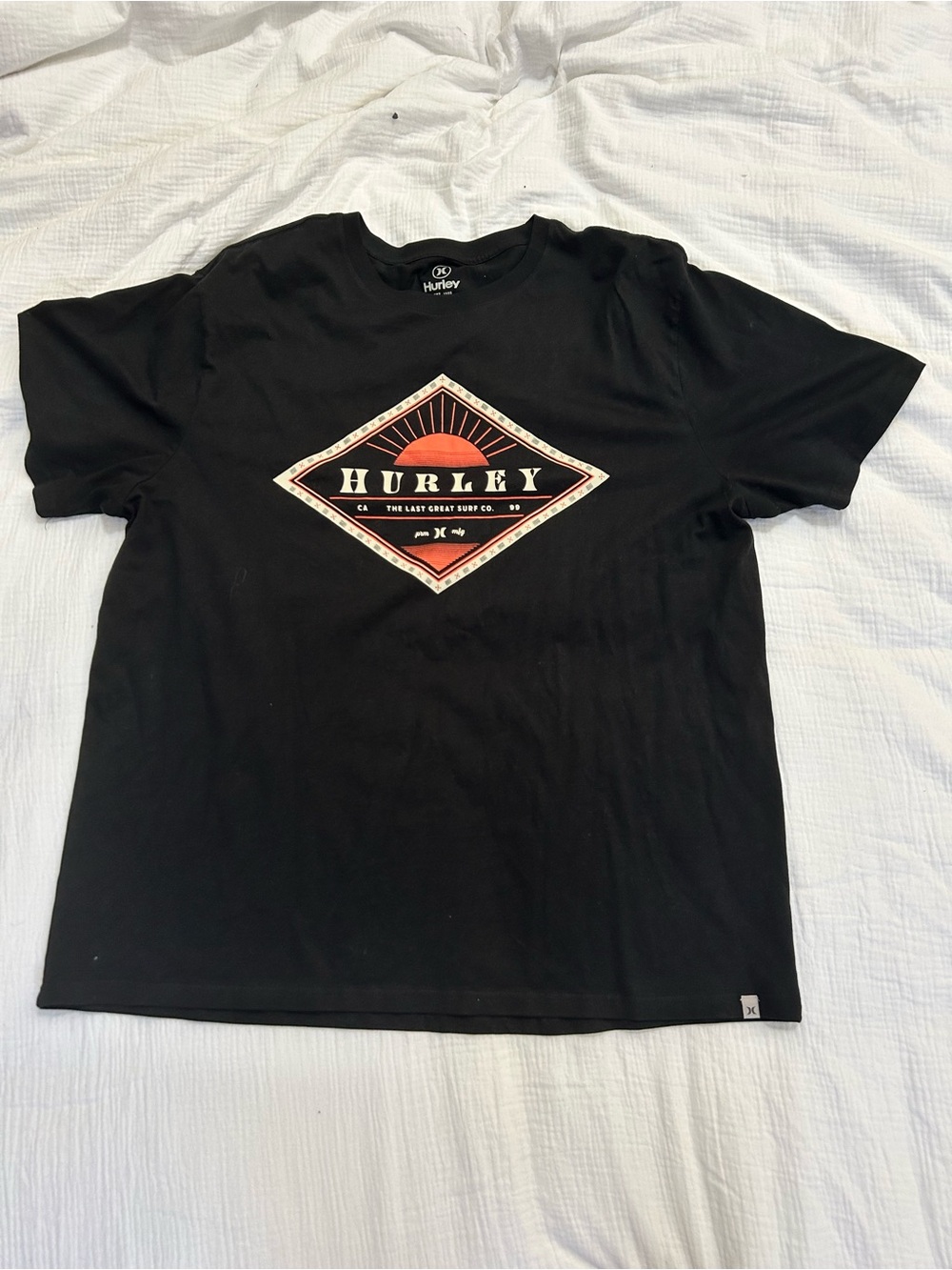 Hurley Black Short-Sleeve Tee with Sunset Diamond Logo